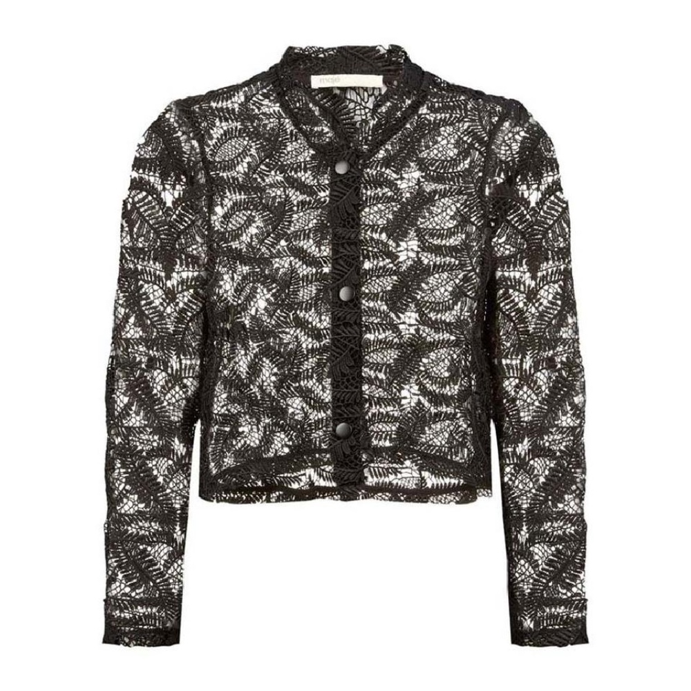 Maje M Volta Lace Jacket Sheer Black